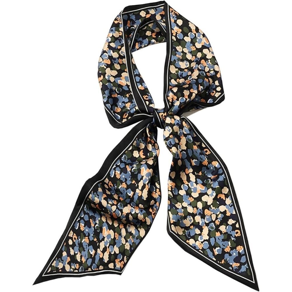Women's black Mottling Purse Scarf For Handbags Silky Long Bag Scarfs Skinny